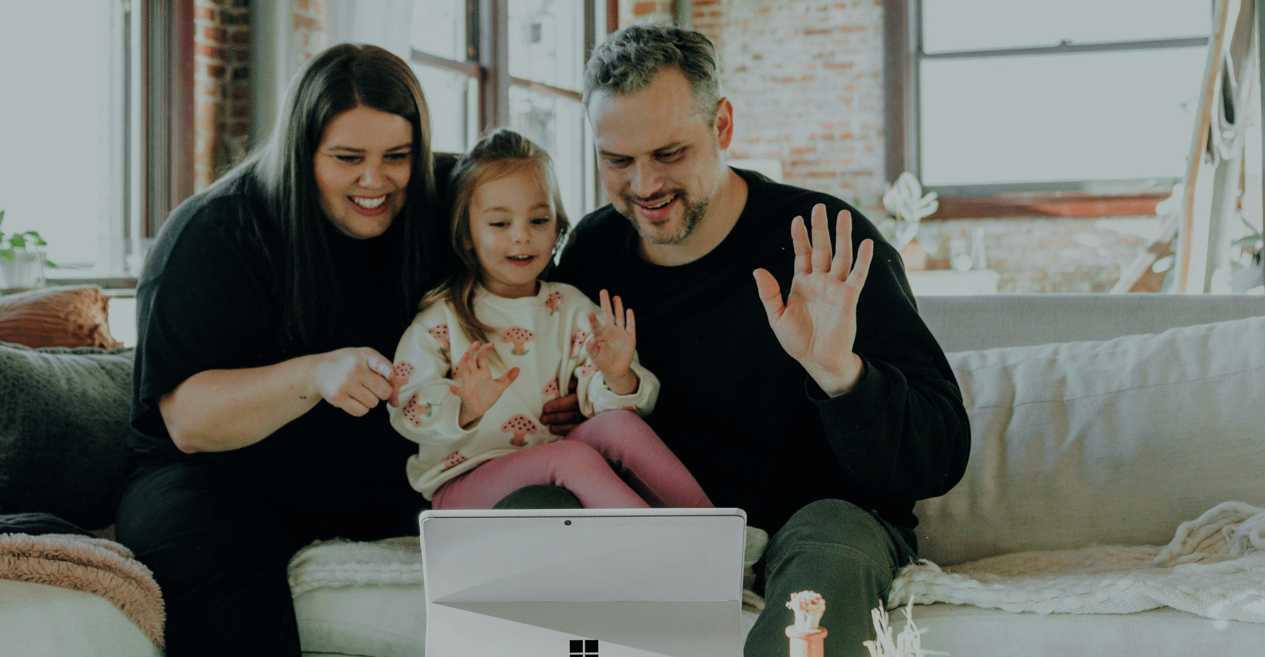 family on zoom meeting